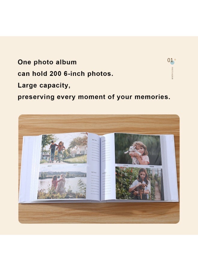SRLIWHITE 200 Pocket Photo Album with Memo Pages, PP Transparent Sleeves and Acid-Free Paper, Large Capacity Memory Book (22.5 × 22 × 5.5 cm) - Image 2